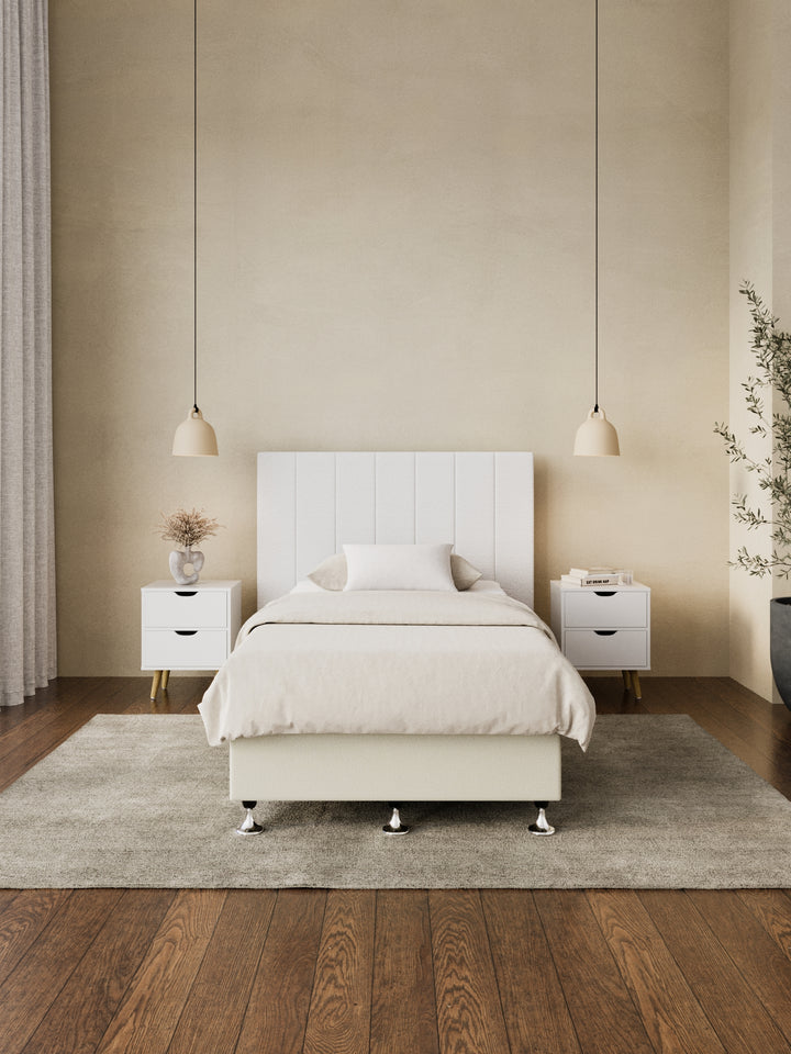 Avalon White Boucle Panel Bedhead