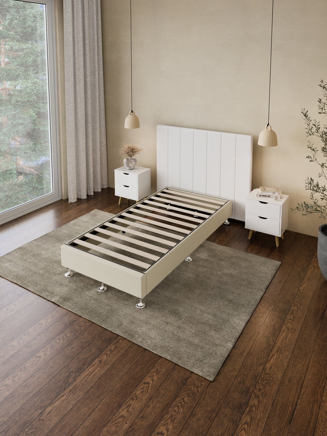 Avalon White Boucle Panel Bedhead