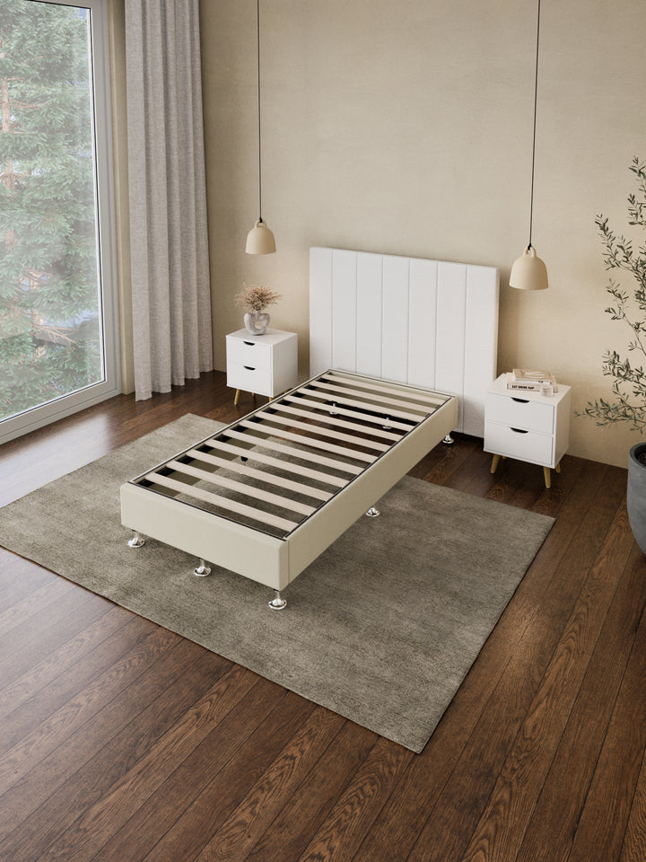 Avalon White Boucle Panel Bedhead