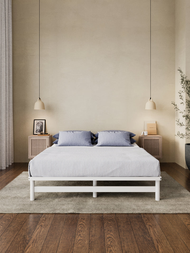 California White Wooden Rounded Bed Base