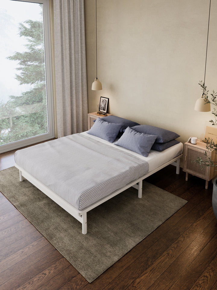 California White Wooden Rounded Bed Base