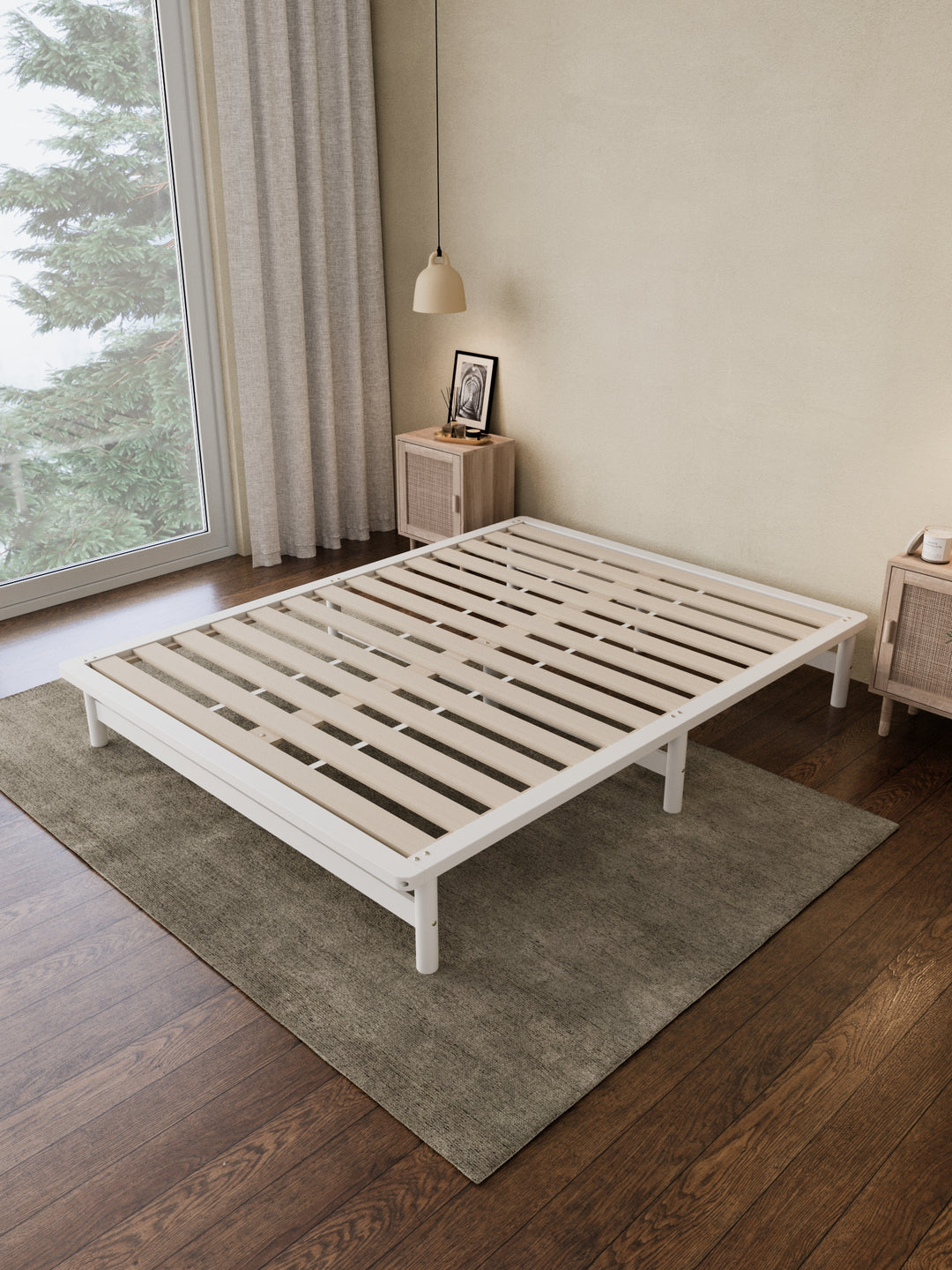 California White Wooden Rounded Bed Base