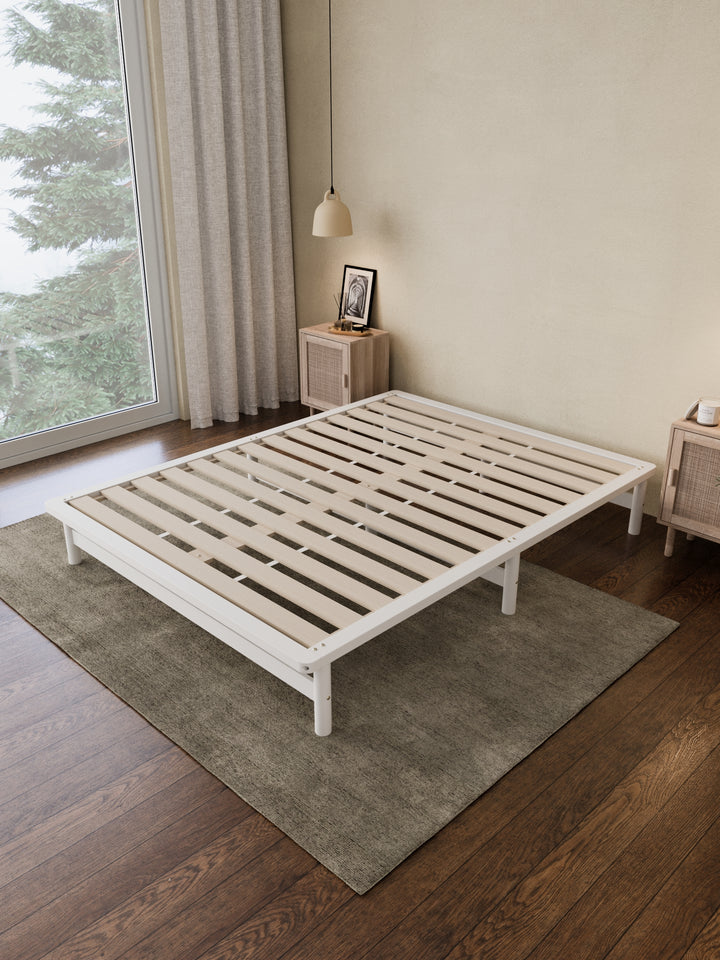 California White Wooden Rounded Bed Base