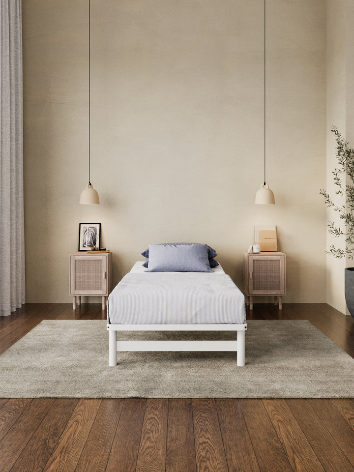 California White Wooden Rounded Bed Base