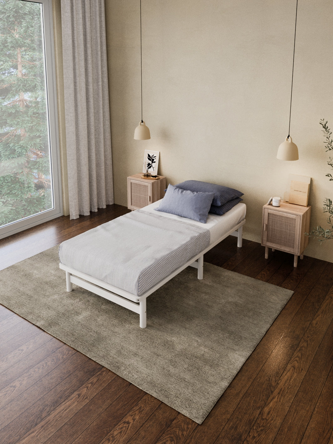 California White Wooden Rounded Bed Base
