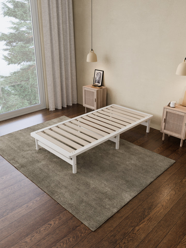 California White Wooden Rounded Bed Base
