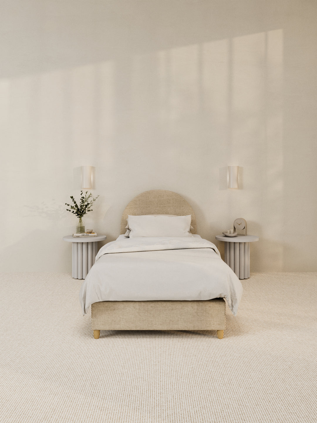 Carla Curve Beige Bed Frame