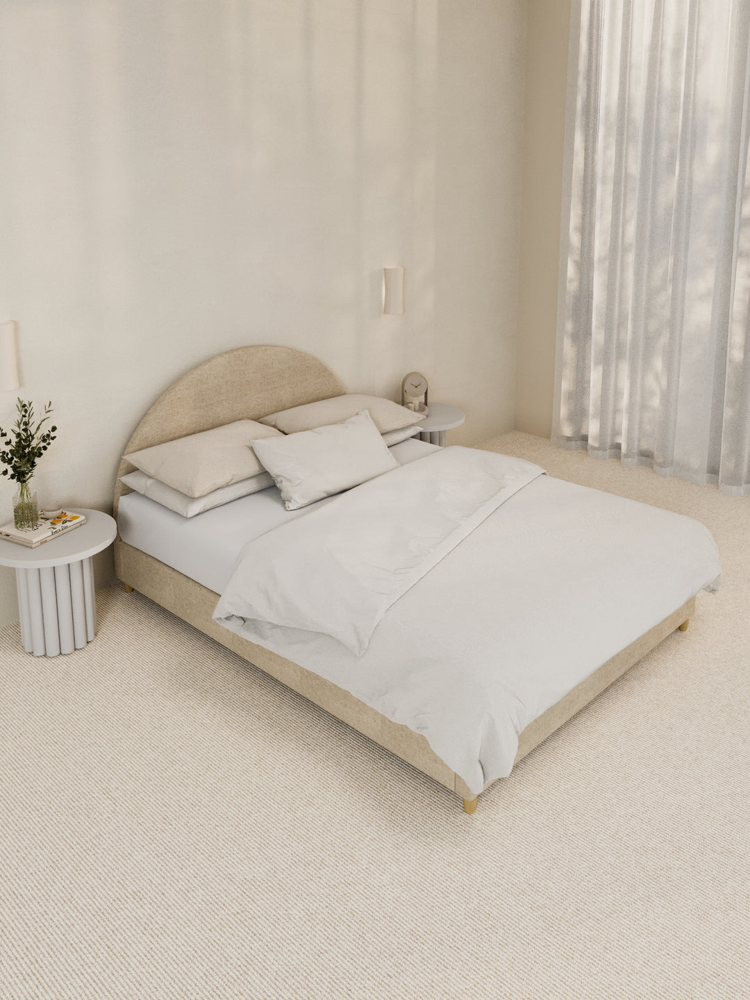 Carla Curve Beige Bed Frame