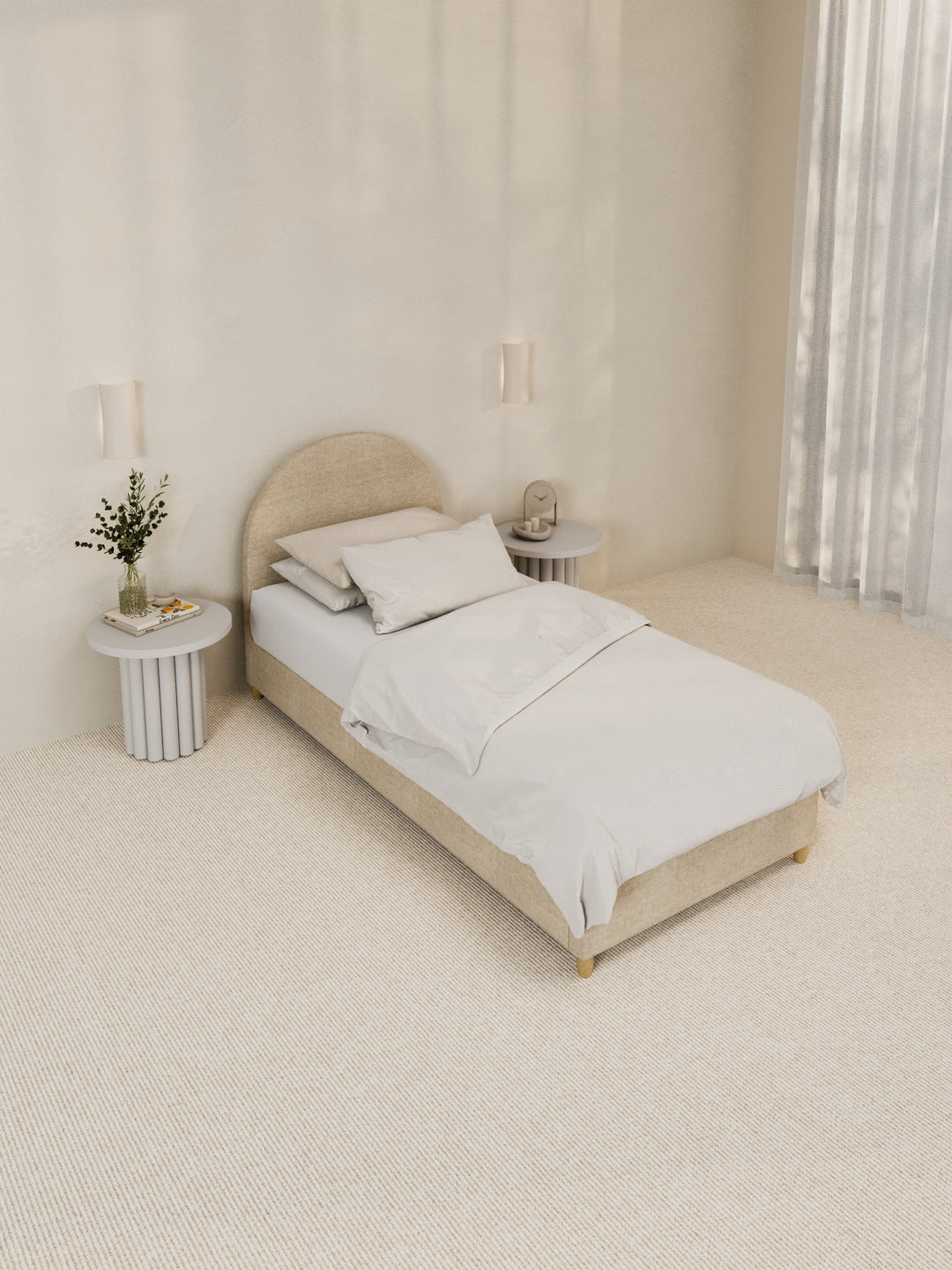 Carla Curve Beige Bed Frame
