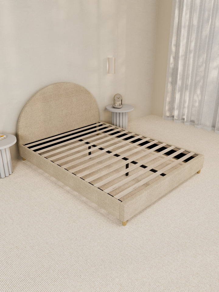 Carla Curve Beige Bed Frame