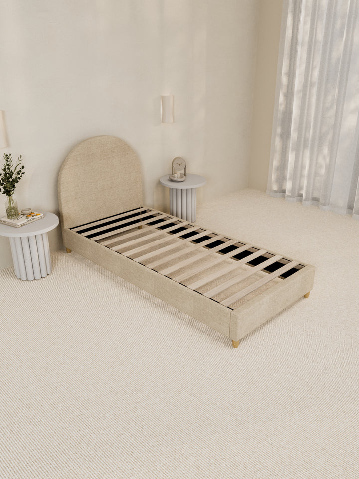Carla Curve Beige Bed Frame
