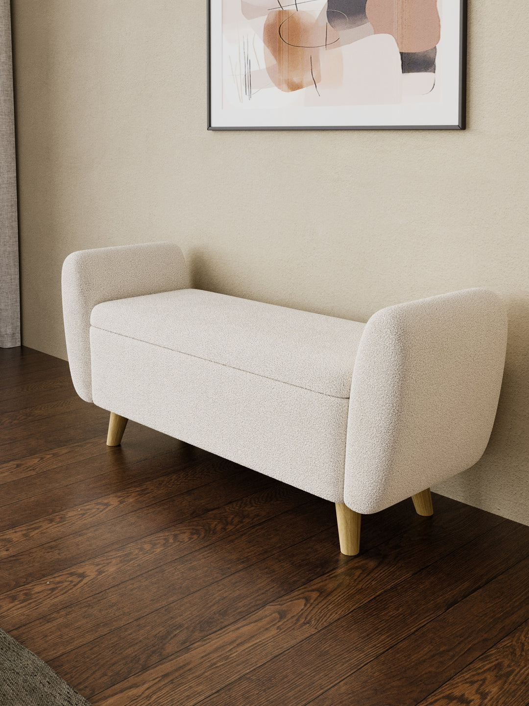 Charlotte Boucle Cushioned Storage Ottoman