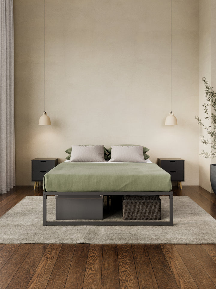 Christine Black Metal Storage Bed Base