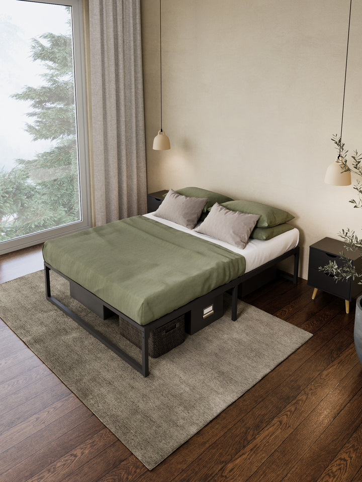 Christine Black Metal Storage Bed Base