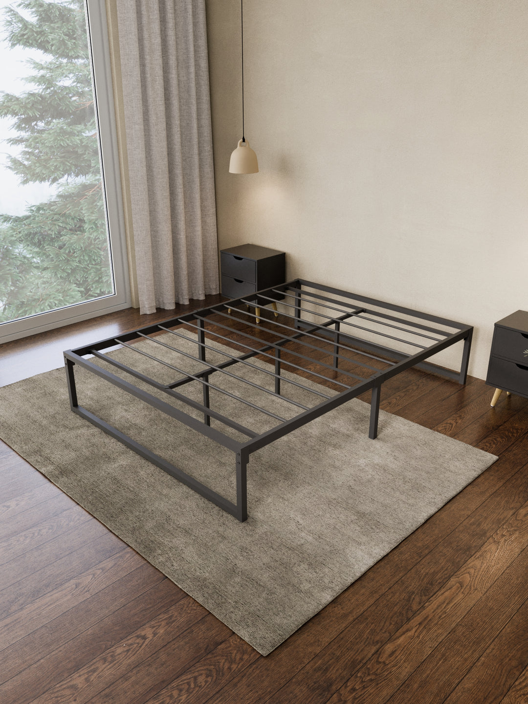 Christine Black Metal Storage Bed Base