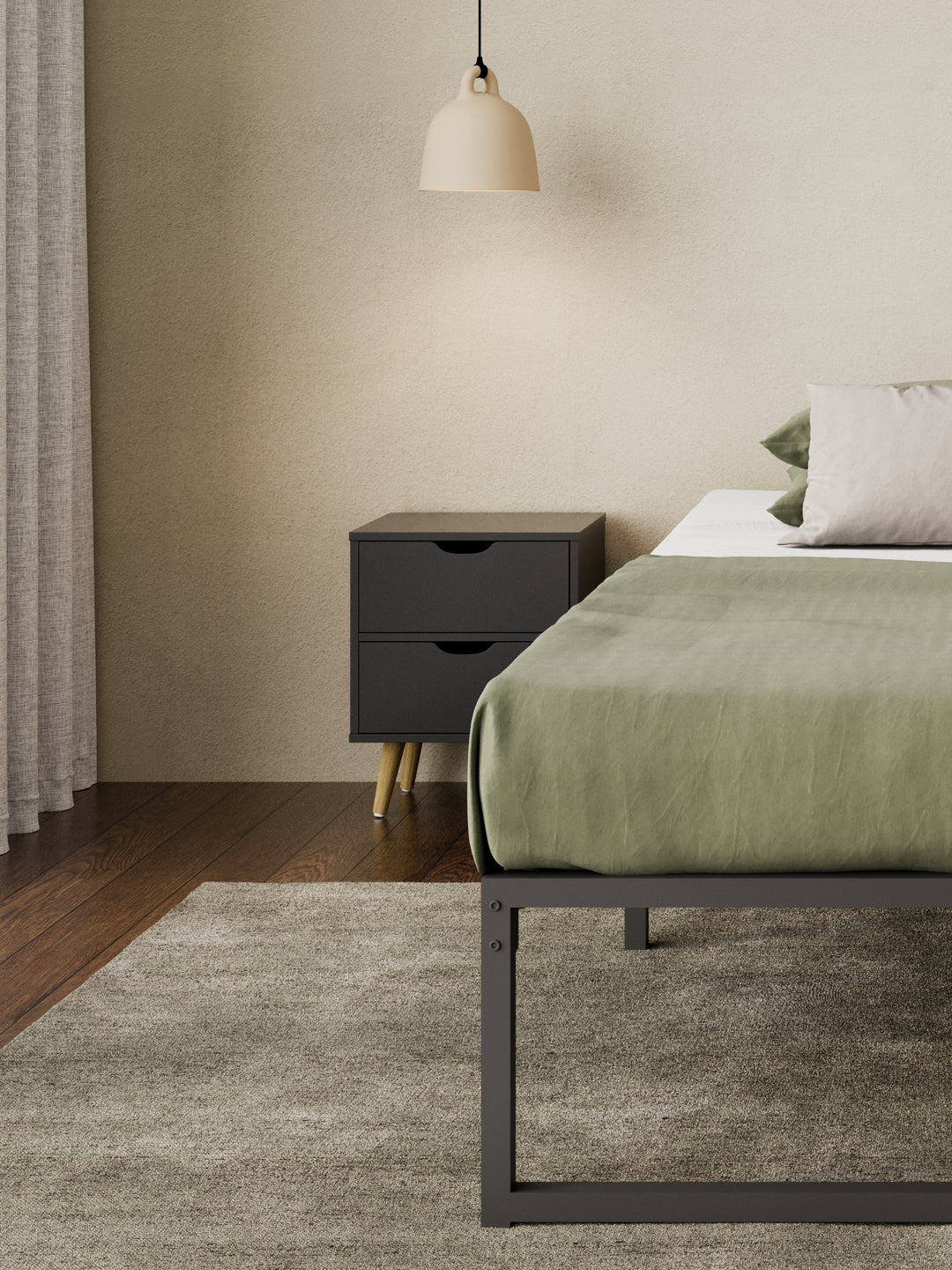 Chelsea Black Wooden Bedside Table