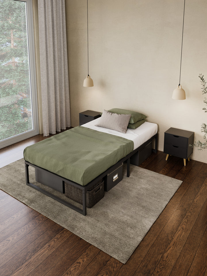 Christine Black Metal Storage Bed Base