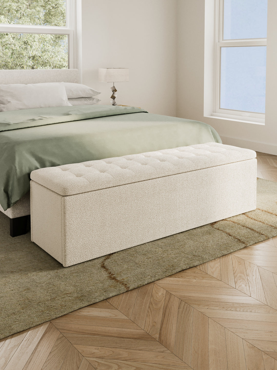 Clara Boucle Cushioned Storage Ottoman