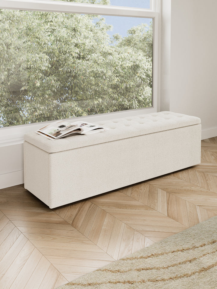 Clara Boucle Cushioned Storage Ottoman