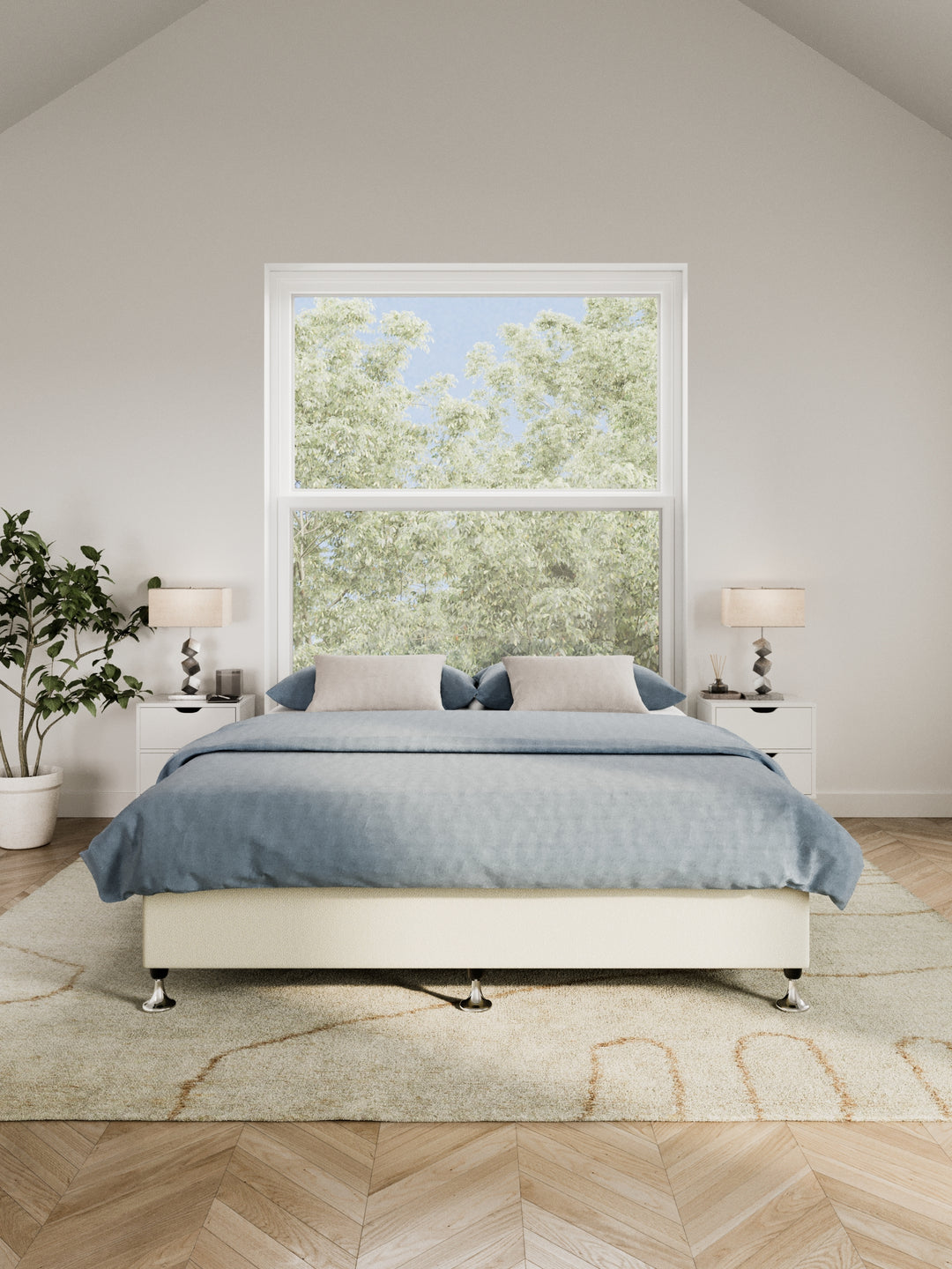 Cronulla Off White Platform Bed Base