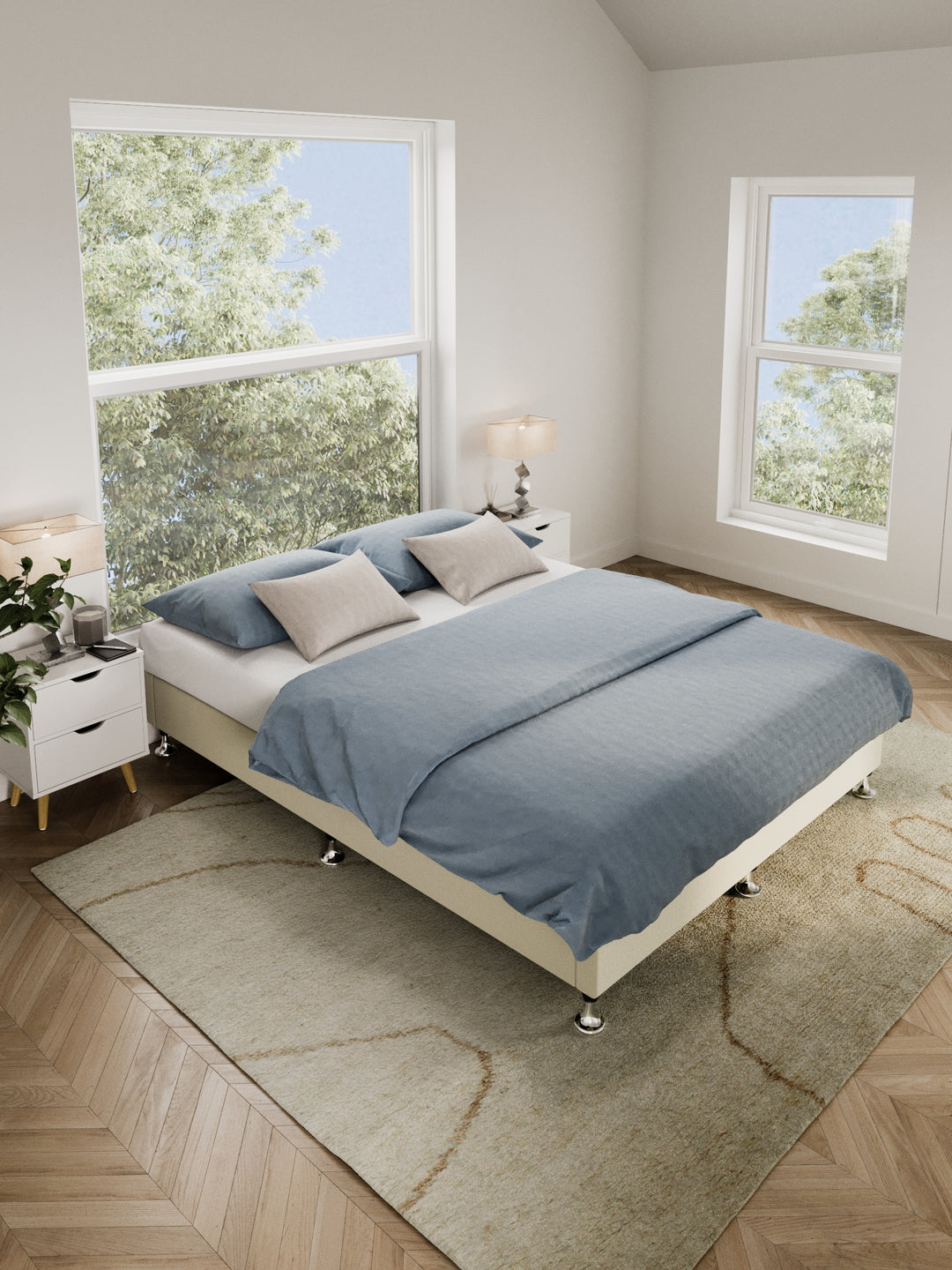 Cronulla Off White Platform Bed Base