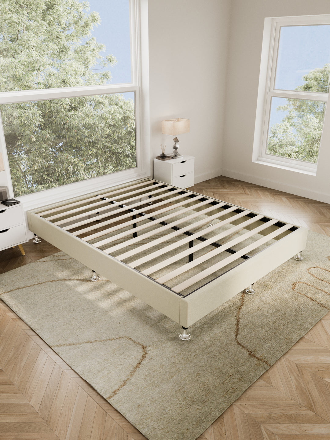 Cronulla Off White Platform Bed Base