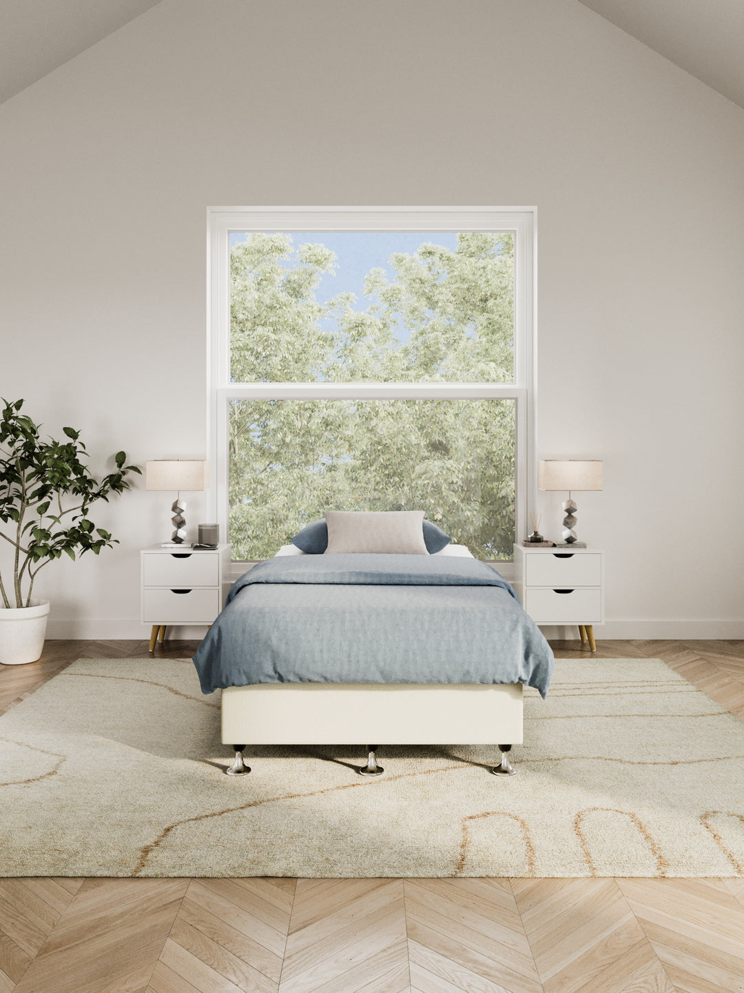 Cronulla Off White Platform Bed Base