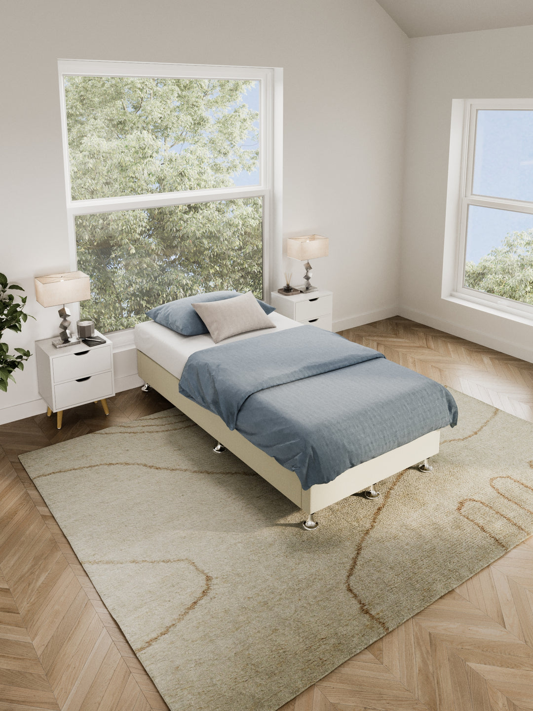 Cronulla Off White Platform Bed Base