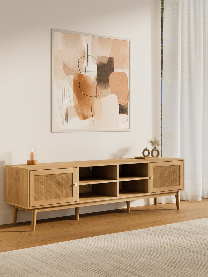 Sarah Natural Rattan Entertainment Unit 180cm