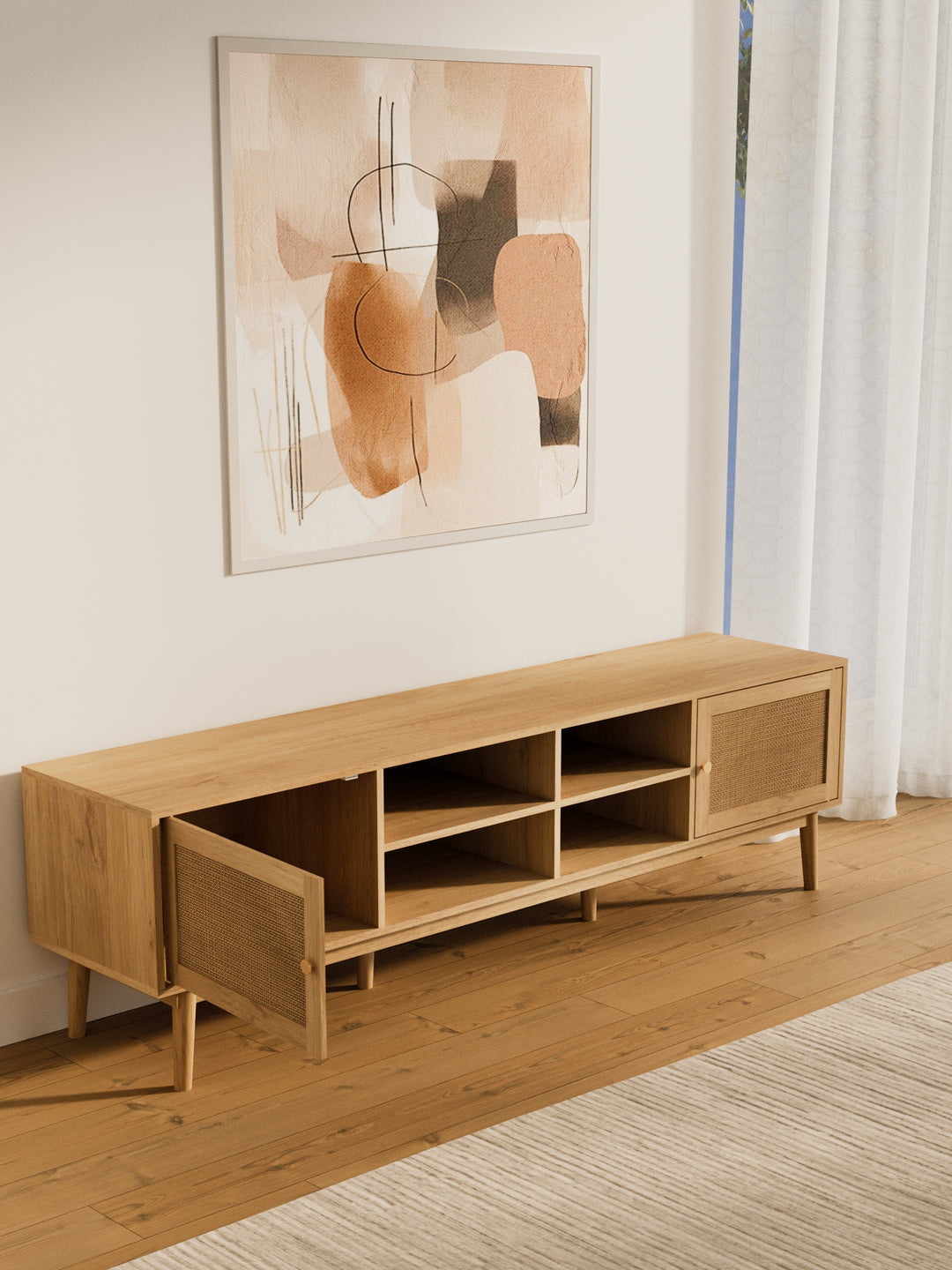 Sarah Natural Rattan Entertainment Unit 180cm