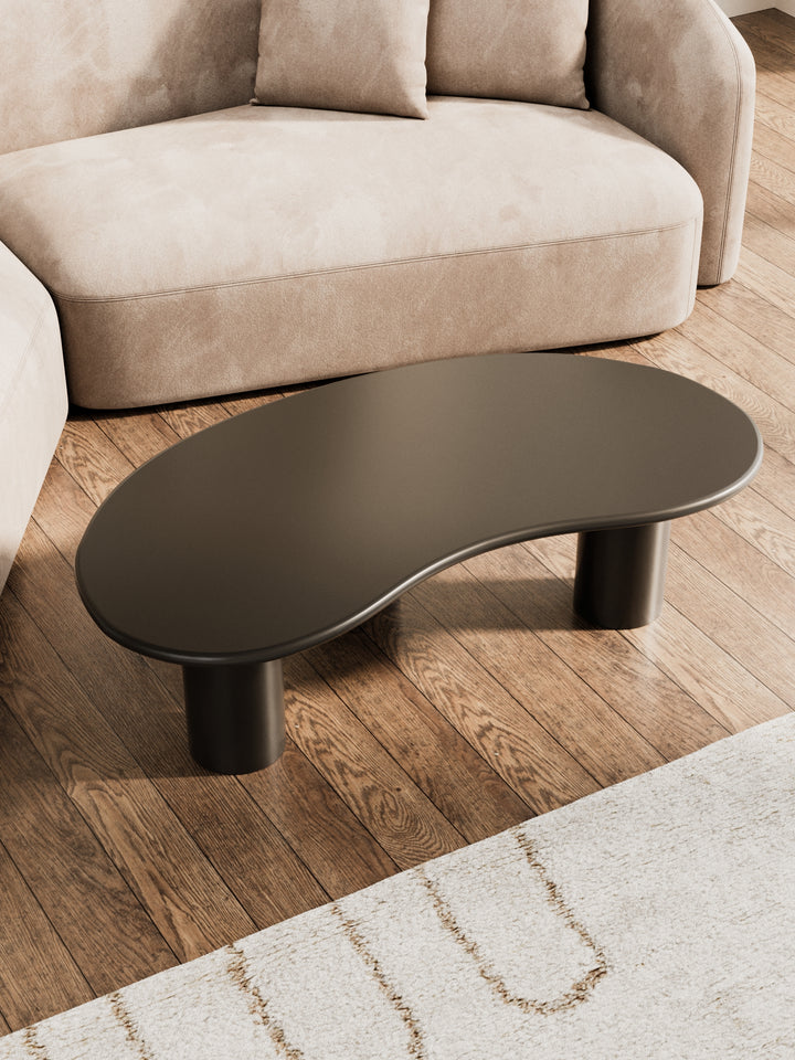 Detail view of Devon Black Pebble Coffee Table with its distinctive black pebble finish, available with free metro delivery.