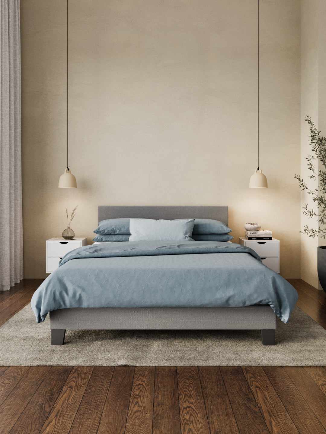 Francis Grey Fabric Bed Frame