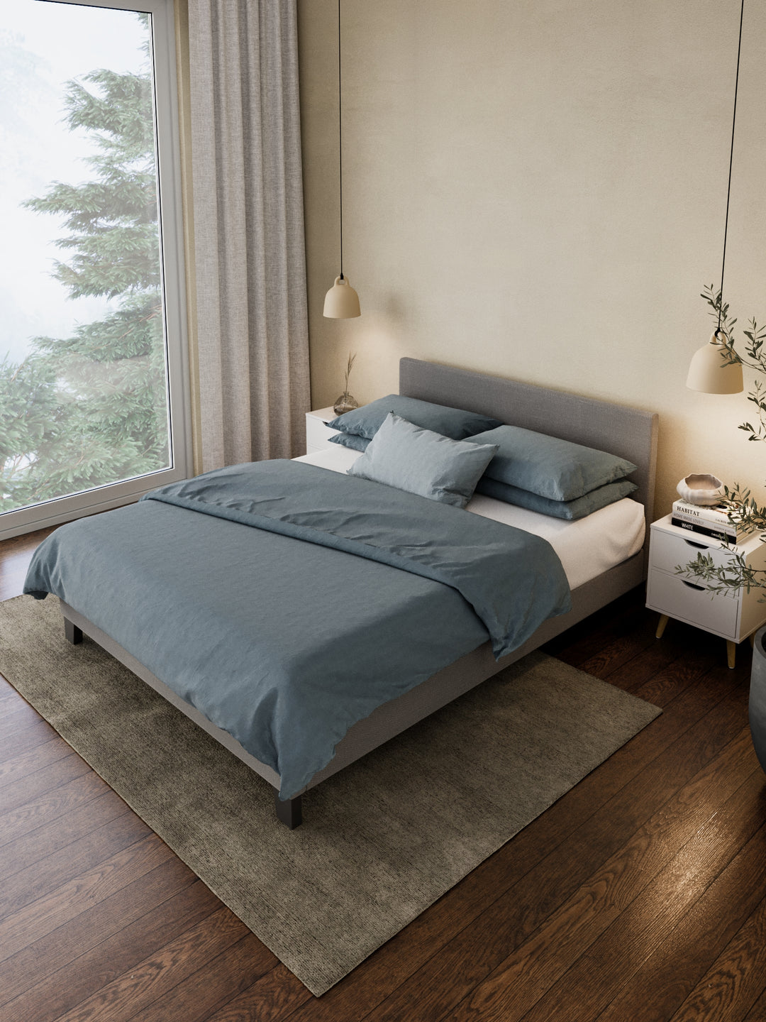 Francis Grey Fabric Bed Frame