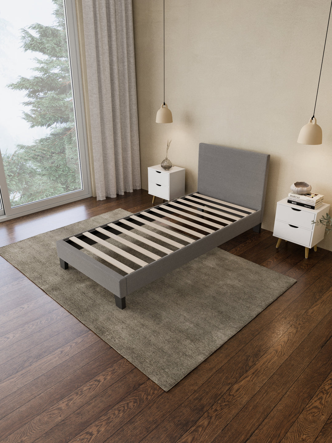 Francis Grey Fabric Bed Frame