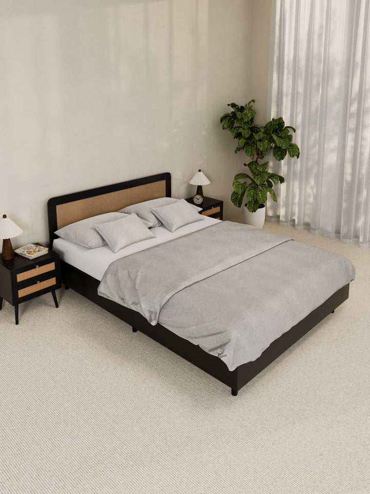 Jodie Black Rattan Bed Frame