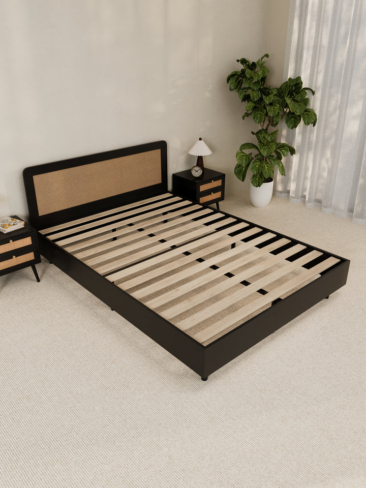 Jodie Black Rattan Bed Frame