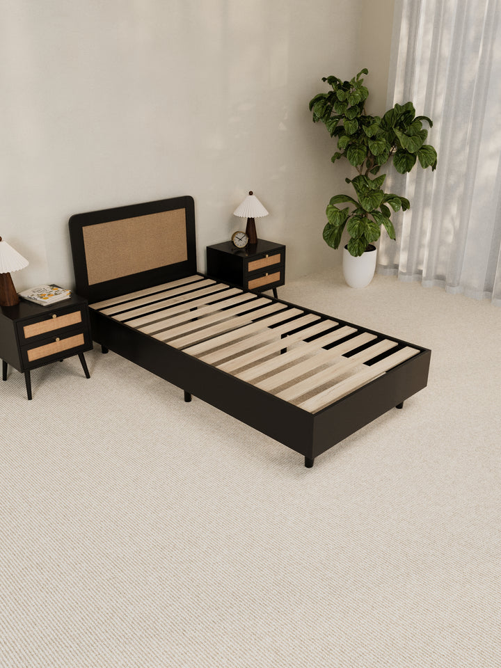 Jodie Black Rattan Bed Frame
