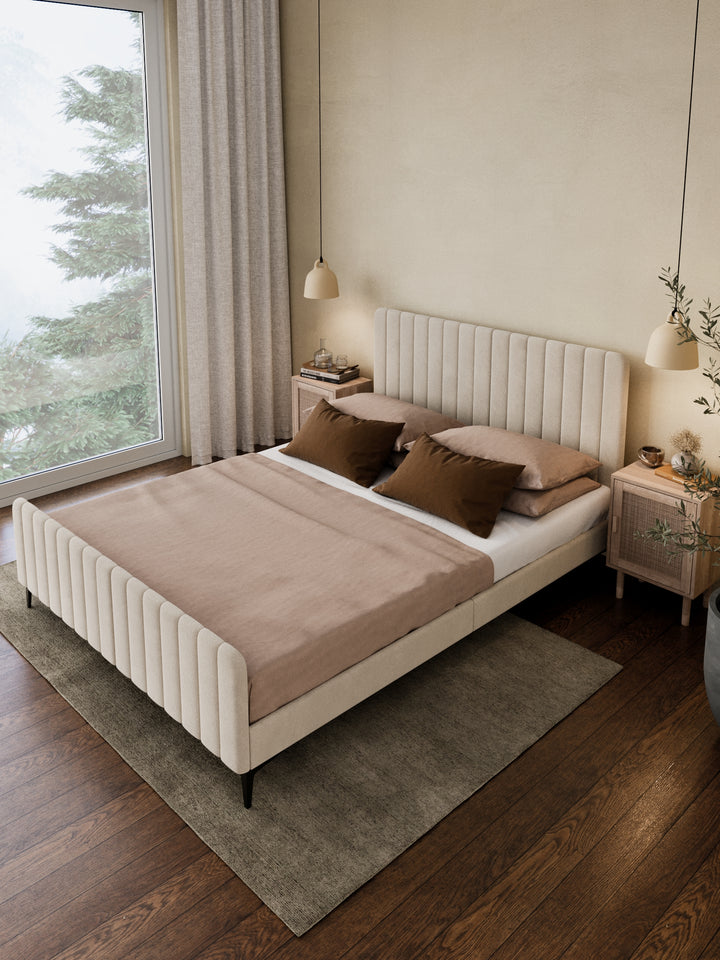 Mandy Off White Velvet Bed Frame