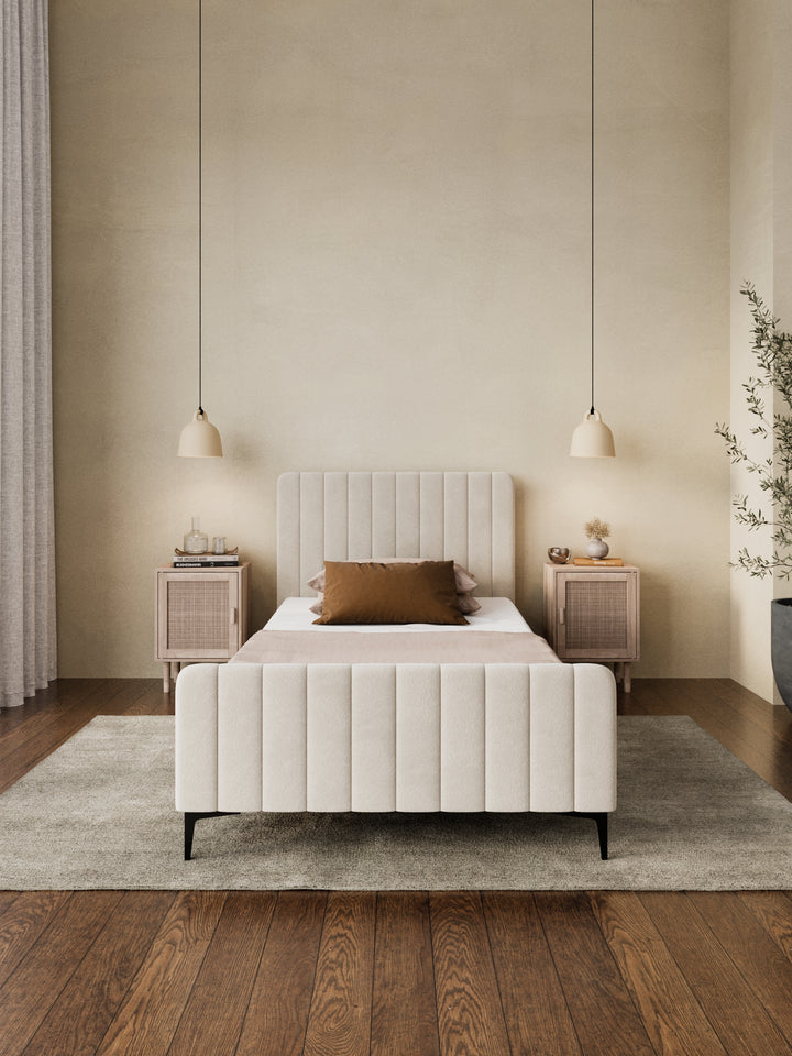 Mandy Off White Velvet Bed Frame