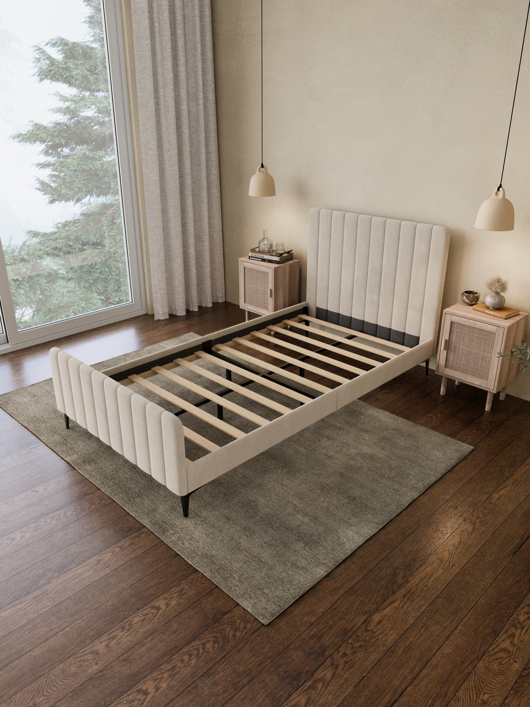 Mandy Off White Velvet Bed Frame