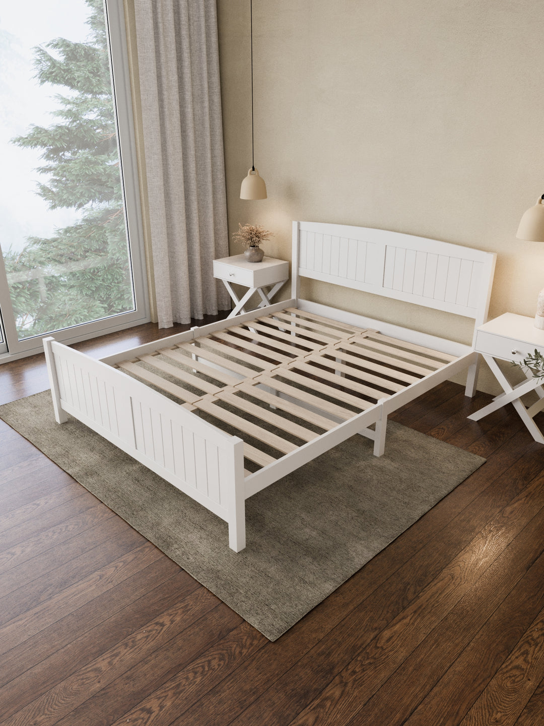 Santa Monica White Wooden Bed Frame