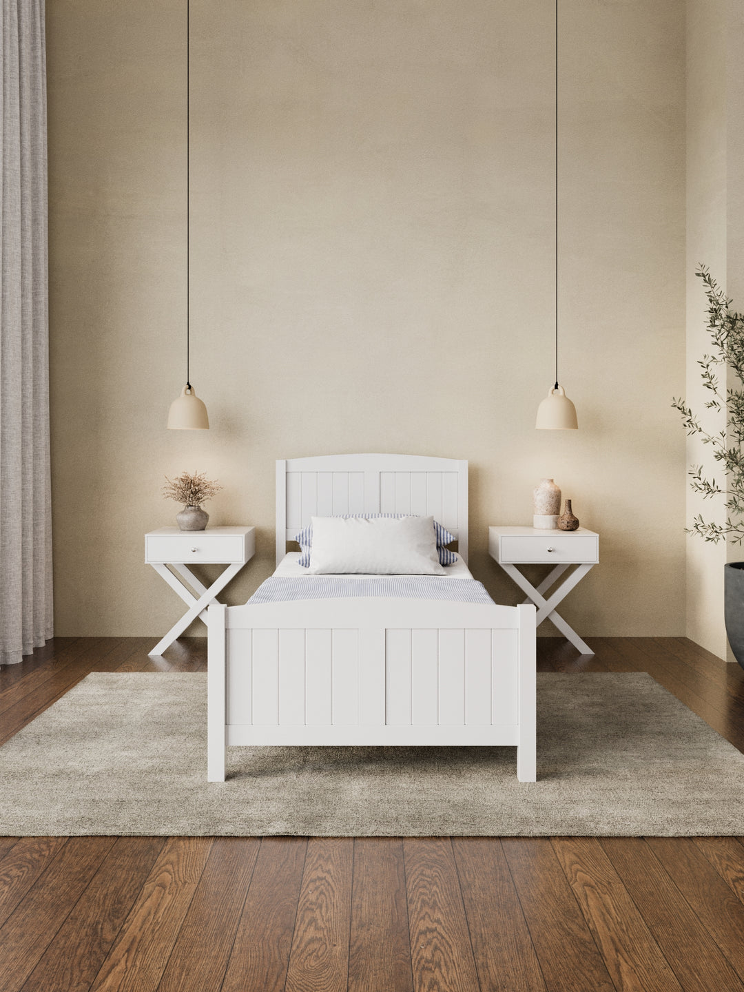 Santa Monica White Wooden Bed Frame