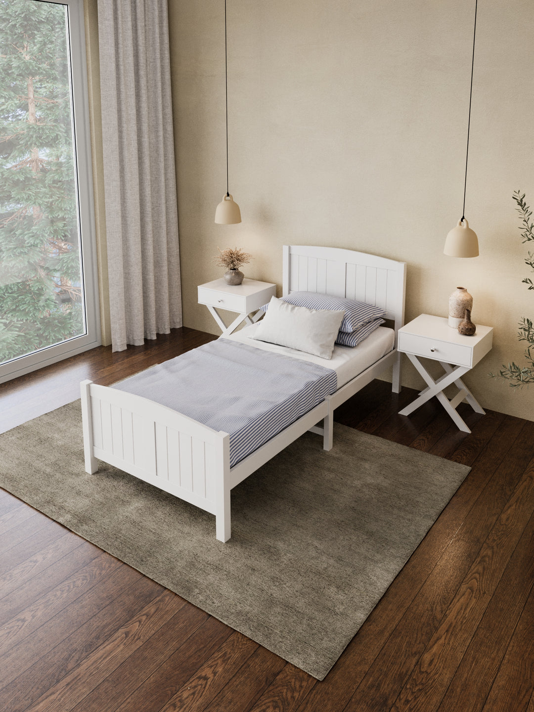Santa Monica White Wooden Bed Frame