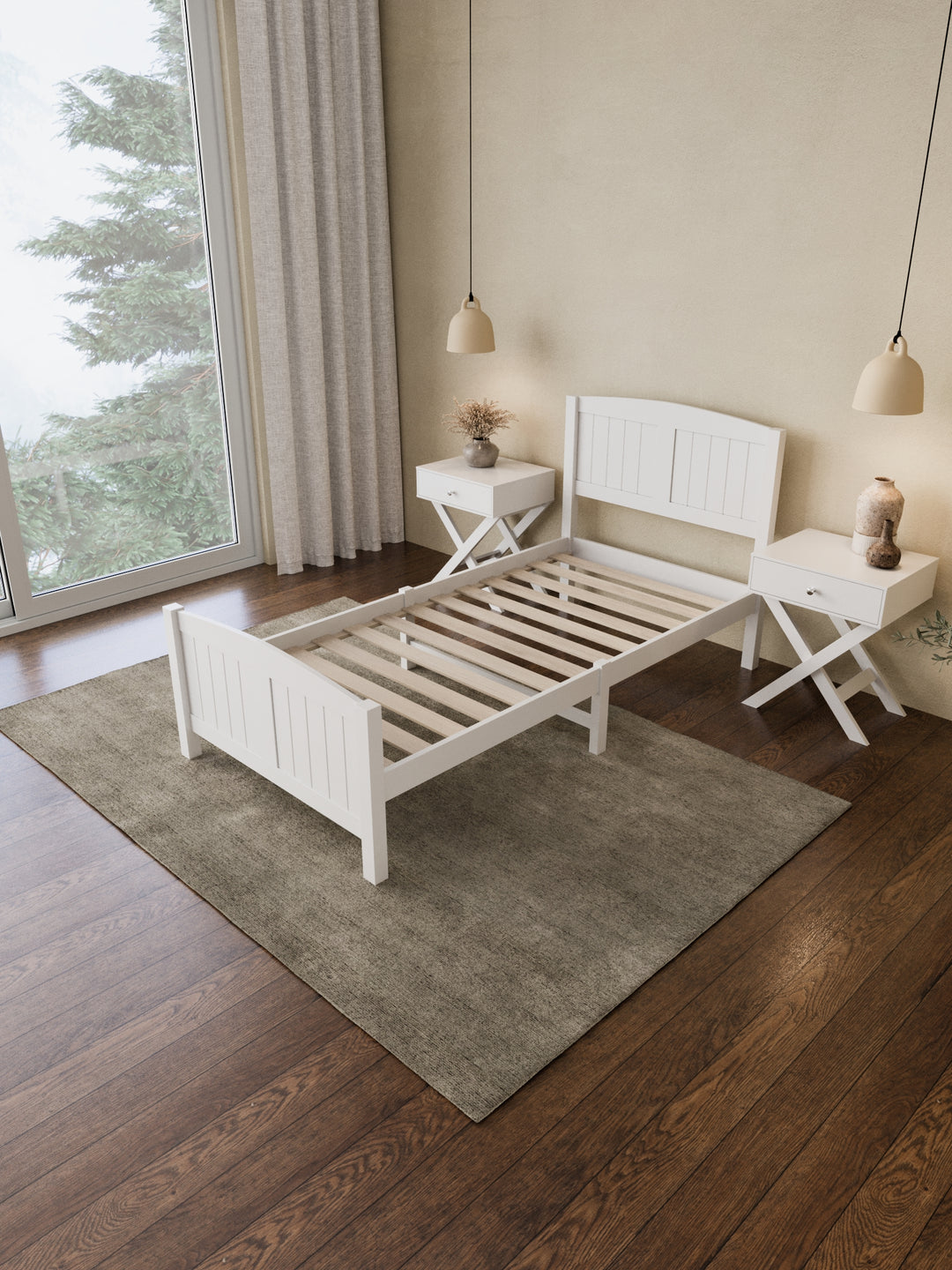 Santa Monica White Wooden Bed Frame