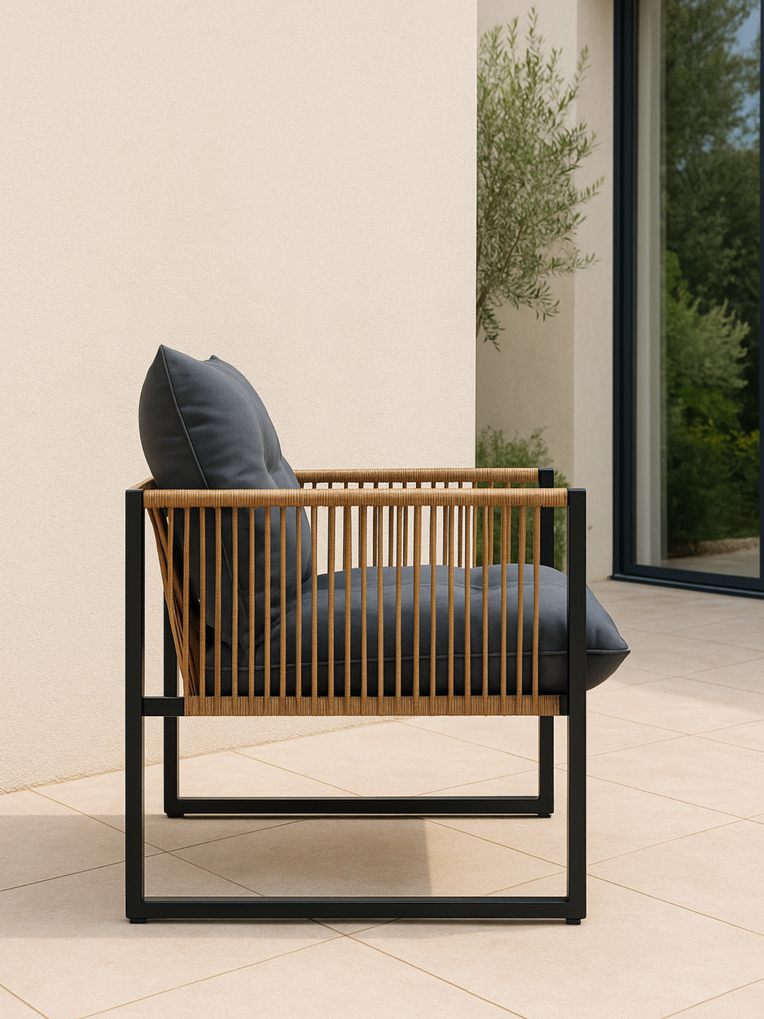 Arden Charcoal Wicker Outdoor Chairs 2pcs