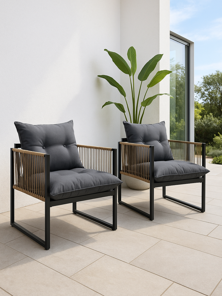 Arden Charcoal Wicker Outdoor Chairs 2pcs