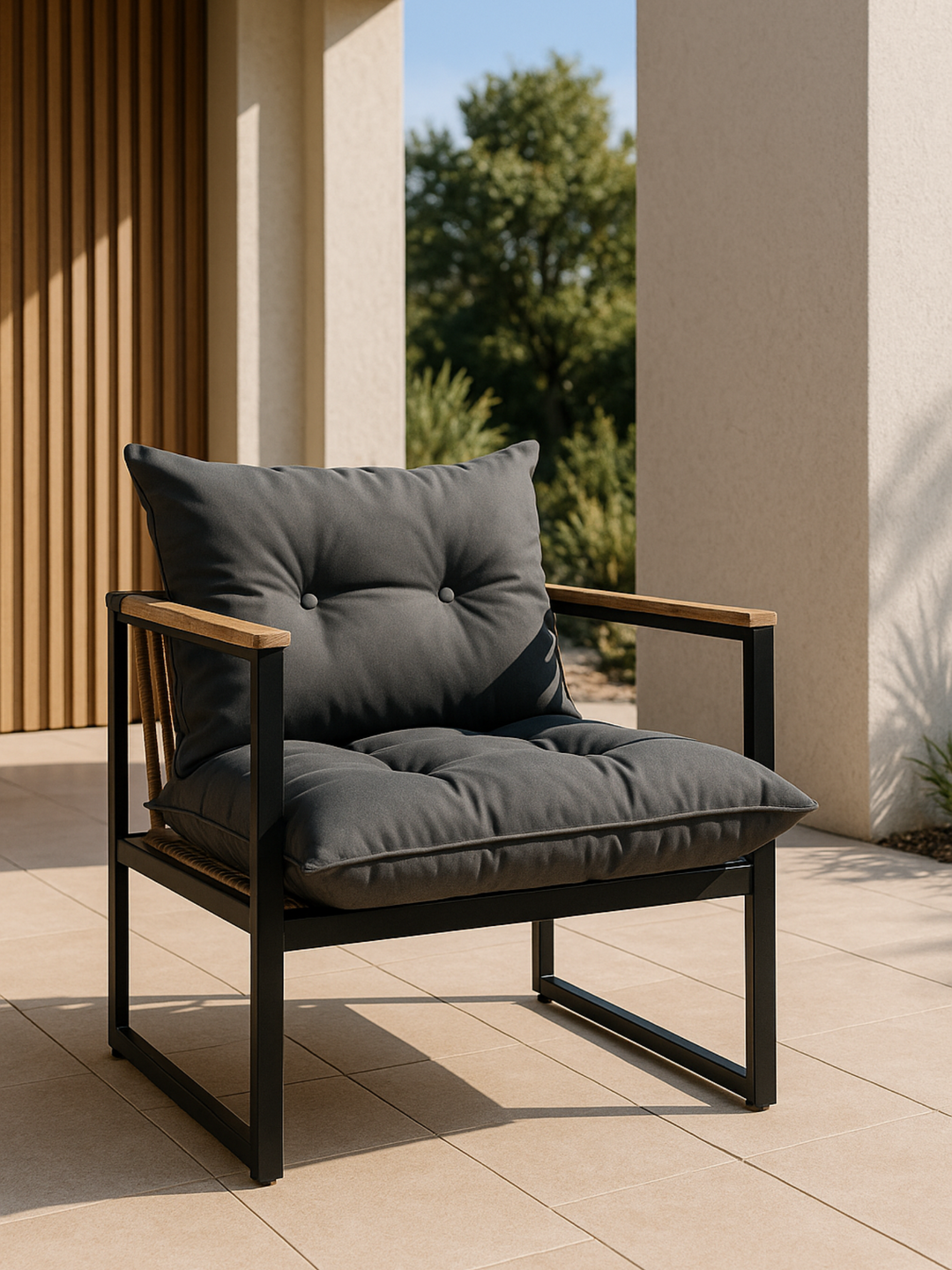 Arden Charcoal Wicker Outdoor Chairs 2pcs