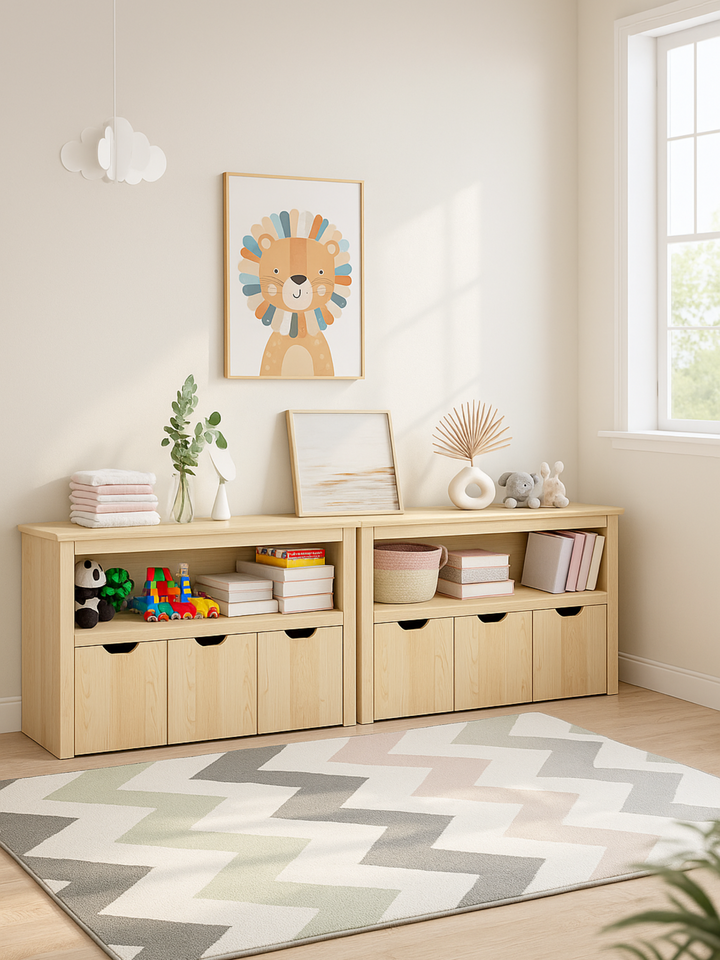 Mika Natural Kids Toy Storage Cabinet Box Bundle