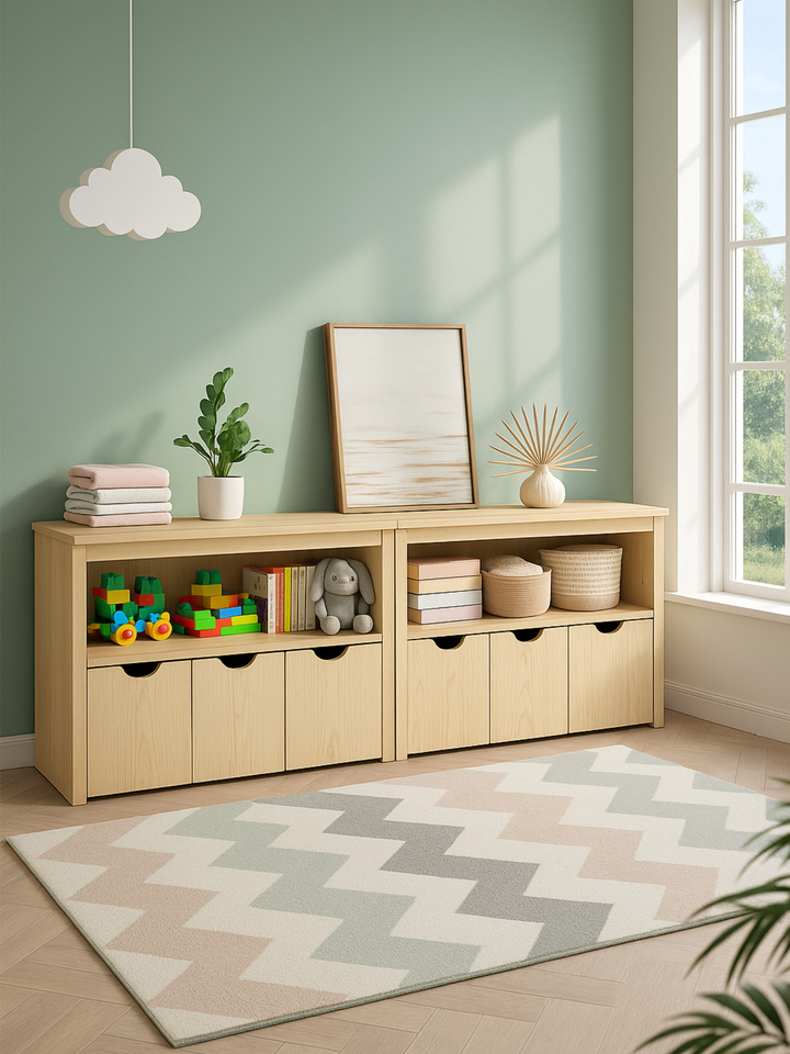 Mika Natural Kids Toy Storage Cabinet Box Bundle