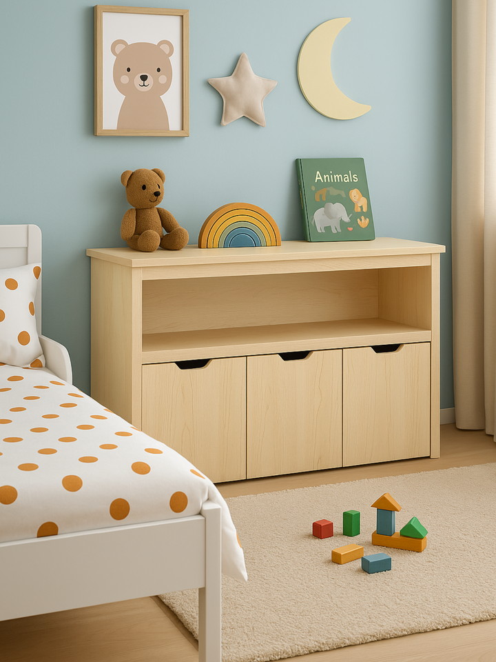 Mika Natural Kids Toy Storage Cabinet Box Bundle